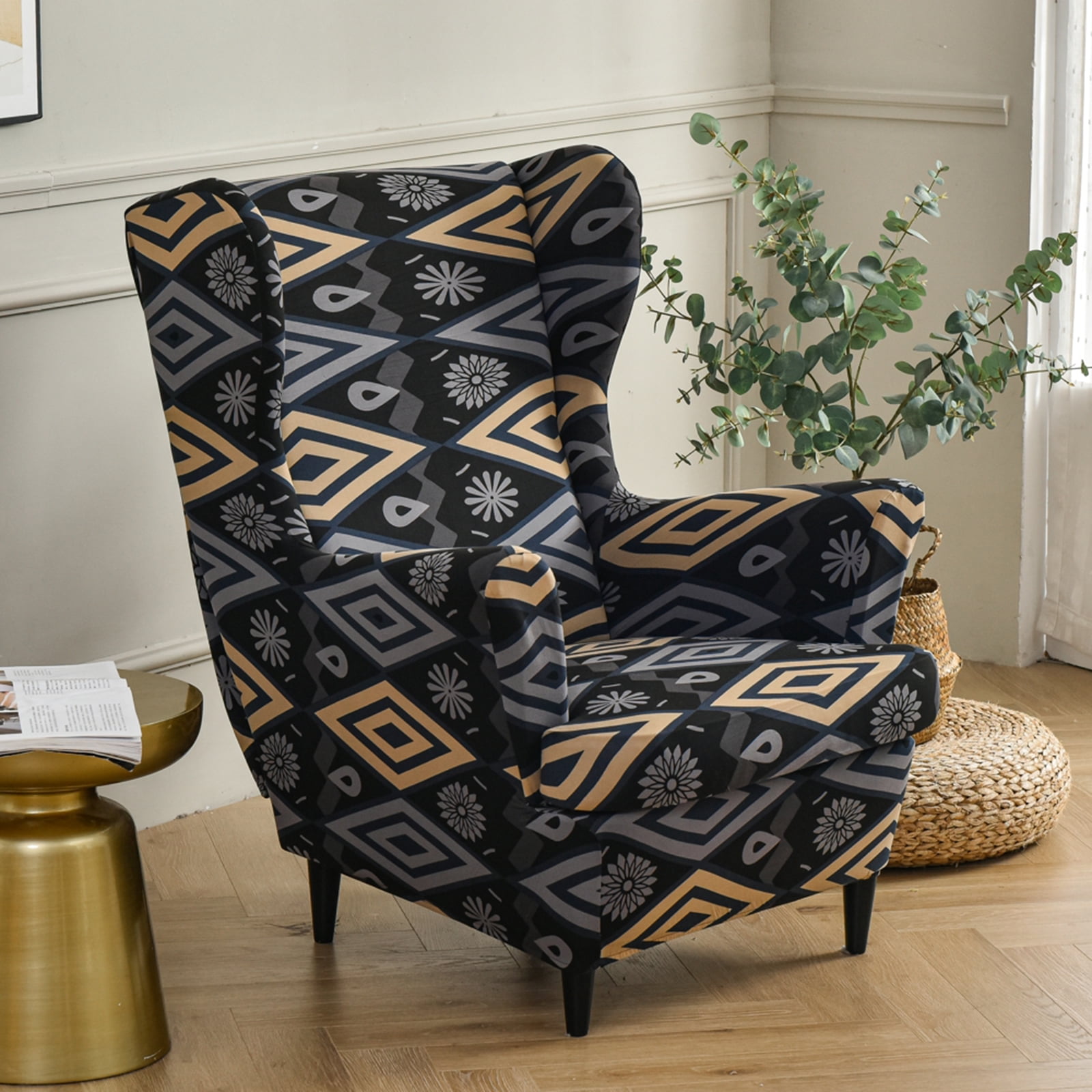 AIGIA Wingback Chair Slipcovers 2 Piece Stretch Wing Chair Covers Slipcovers Wingback Sofa Covers for Living Room