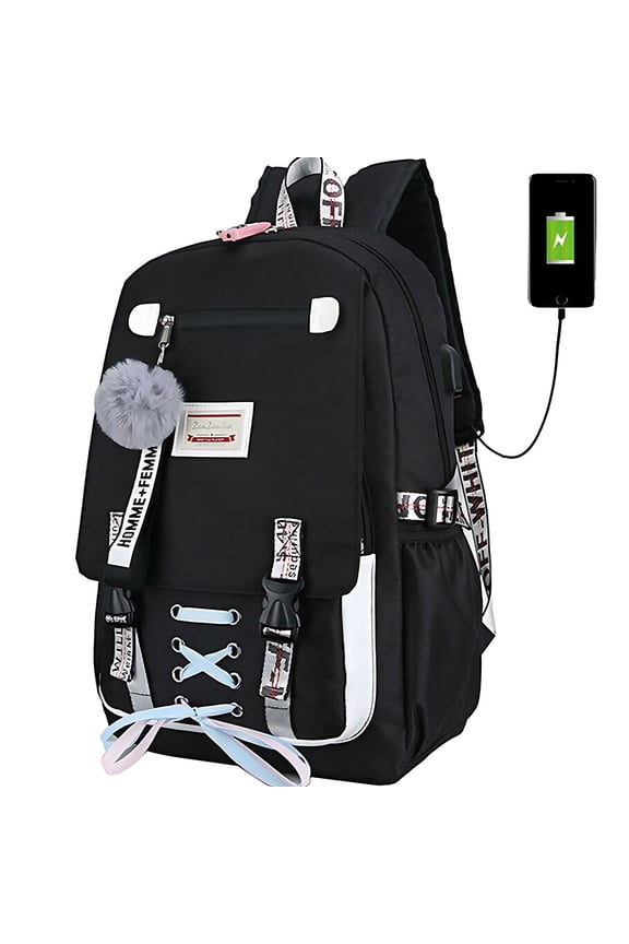 Women School Bag Waterproof Backpack with Anti Theft Lock USB Port College Bookbags Student Laptop