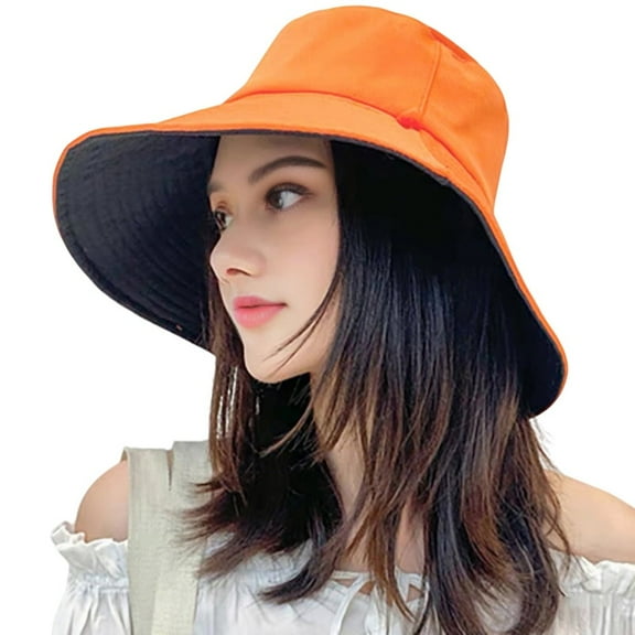 AIGIA Womens Cotton Wide Brim Sun Hats UPF50  UV Packable Beach Hat Summer Bucket Cap for Travel