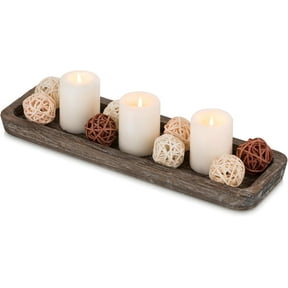 AIGIA Wooden Decorative Tray Candle Holder Home Decor Rustic Centerpieces Trays for Coffee Table Dining Room Kitchen