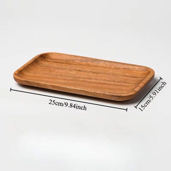 AIGIA Wooden Serving Tray,Round and Rectangular Wooden Decorative Serving Tray for Coffee Table and Home Decor