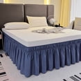 thumbnail image 1 of AIGIA Wrap Around Bed Skirts 15 Inch Drop Adjustable Elastic Dust Ruffles Wrinkle Resistant Silky Machine Washable, 1 of 14