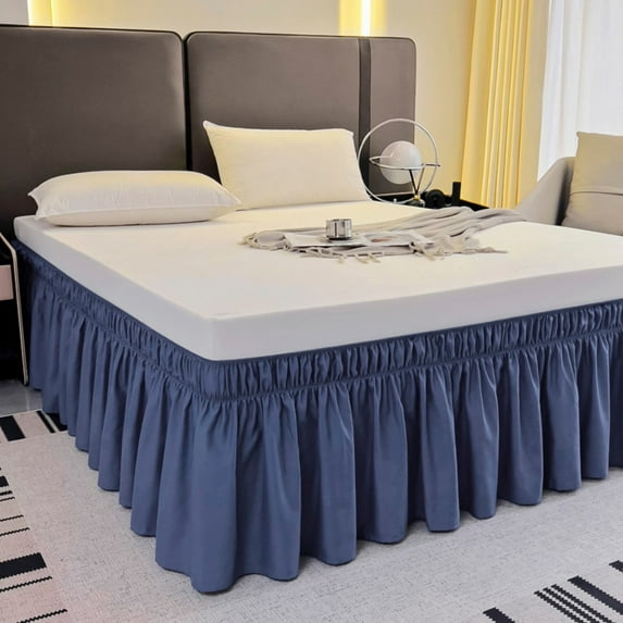 AIGIA Wrap Around Bed Skirts 15 Inch Drop Adjustable Elastic Dust Ruffles Wrinkle Resistant Silky Machine Washable