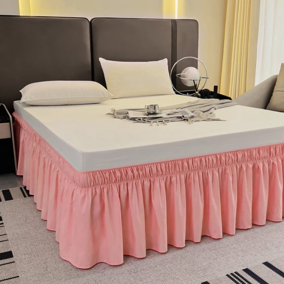 AIGIA Wrap Around Bed Skirts 15 Inch Drop Adjustable Elastic Dust Ruffles Wrinkle Resistant Silky Machine Washable