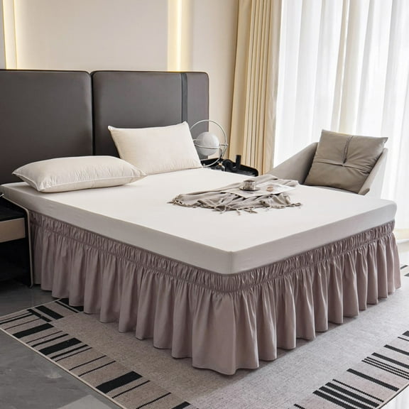 AIGIA Wrap Around Bed Skirts 15 Inch Drop Adjustable Elastic Dust Ruffles Wrinkle Resistant Silky Machine Washable