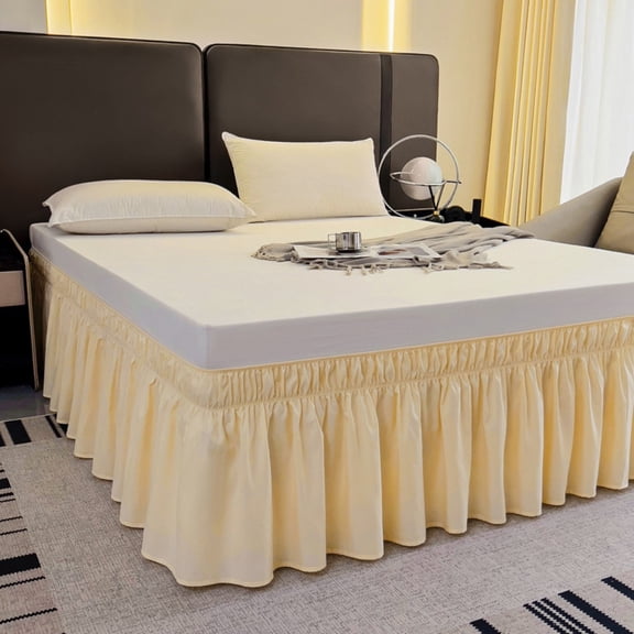AIGIA Wrap Around Bed Skirts 15 Inch Drop Adjustable Elastic Dust Ruffles Wrinkle Resistant Silky Machine Washable