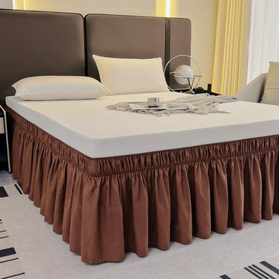 AIGIA Wrap Around Bed Skirts 15 Inch Drop Adjustable Elastic Dust Ruffles Wrinkle Resistant Silky Machine Washable