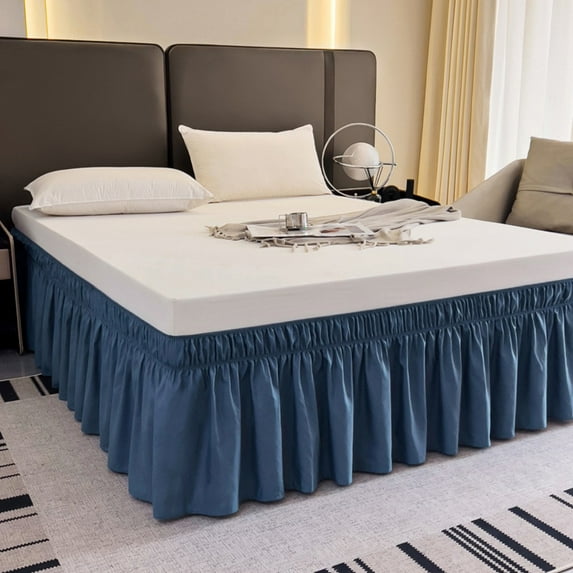 AIGIA Wrap Around Bed Skirts 15 Inch Drop Adjustable Elastic Dust Ruffles Wrinkle Resistant Silky Machine Washable