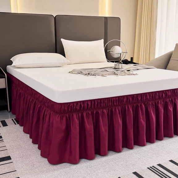 AIGIA Wrap Around Bed Skirts 15 Inch Drop Adjustable Elastic Dust Ruffles Wrinkle Resistant Silky Machine Washable