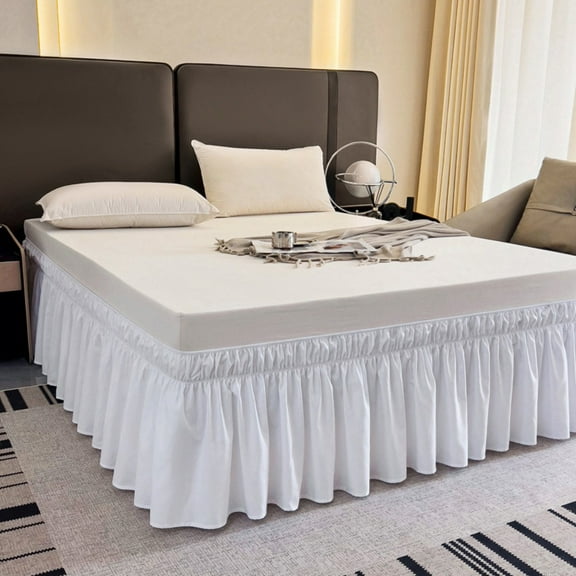 AIGIA Wrap Around Bed Skirts 15 Inch Drop Adjustable Elastic Dust Ruffles Wrinkle Resistant Silky Machine Washable