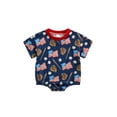 thumbnail image 1 of Argulvti Baby Boy Girls Summer Romper 4th of July Cotton Baseball Flag Print Short Sleeve Jumpsuit, 1 of 7