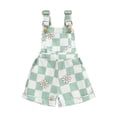 thumbnail image 1 of Argulvti Baby Girl Overalls Shorts Polyester Checkerboard Floral Print Summer Sleeveless Romper Jumpsuit, 1 of 7