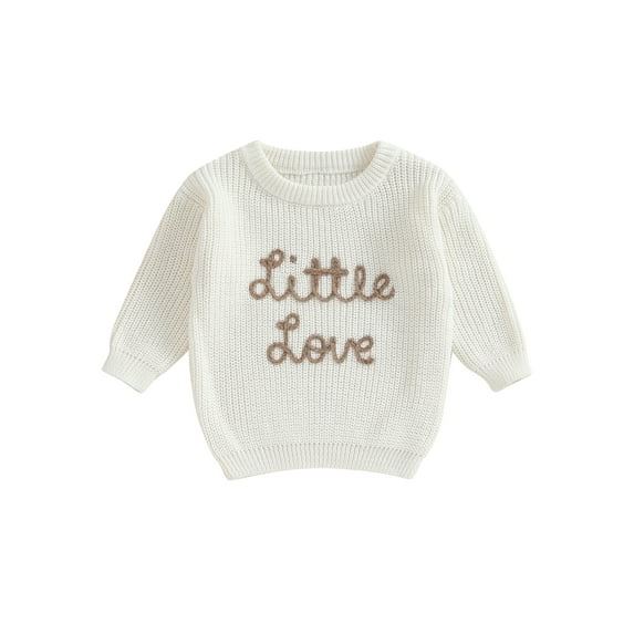 Argulvti Baby Girl Sweater, Long Sleeve Crew Neck Letters Winter Warm Knit Pullover Sweater Infant Clothes