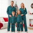 thumbnail image 1 of AIGUR Family Matching Christmas Pajamas Set, Green Blue Plaid Long Sleeve Button‑Up Shirt  Pants Soft Sleepwear for Holiday, 1 of 10