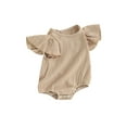 thumbnail image 1 of Argulvti Infant Baby Girls Summer Leisure Rompers Solid Color Round Neck Fly Sleeve Cotton Bodysuits, 1 of 8