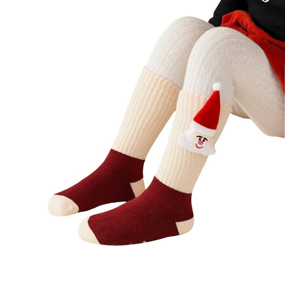 Argulvti Kids Christmas Socks Soft Breathable Cute Crew Socks with Doll Elastic Walking Socks