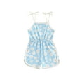 thumbnail image 1 of Argulvti Toddler Baby Girl Summer Jumpsuit Polyester Sleeveless Square Neck Floral Print Romper Shorts Playsuit, 1 of 7