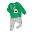 thumbnail image 1 of Argulvti Toddler Boys Christmas Outfits Cotton Santa/Elk Fuzzy Embroidery Long Sleeve Sweatshirts and Long Pants Set, 1 of 8