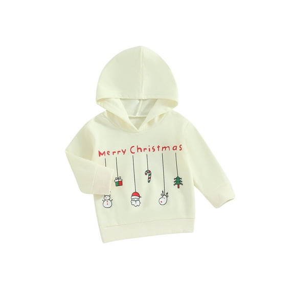 Argulvti Toddler Girls Christmas Casual Sweatshirts Long Sleeve Cartoon Pattern Print Hooded Tops