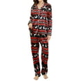 thumbnail image 1 of Argulvti Women Christmas Pajama Set 2 Piece Satin Long Sleeve Shirt and Loose Fit Pants Sleepwear Loungewear, 1 of 5