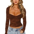 thumbnail image 1 of Argulvti Women Crop Floral Lace Tops Long Sleeve Shirt Casual Pullovers for Club Streetwear Aesthetic Grunge, 1 of 2