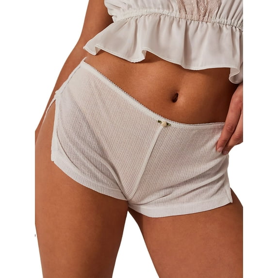 Argulvti Women Pajama Shorts Soft Comfy Side Split Ruched Elastic Lounge Pants Stretch Sleep Pj Bottoms Sleepwear
