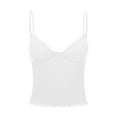 thumbnail image 1 of Argulvti Women Spaghetti Strap Camisoles Elastane Lace Trim Sleeveless Backless Tank Tops Summer Vests Tops Streetwear, 1 of 9