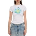 thumbnail image 1 of Argulvti Women T-shirt, Crew Neck Short Sleeve Flower Print Polyester Slim Fit Summer Tops for Casual Daily, 1 of 9