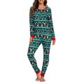 thumbnail image 1 of Argulvti Women's Christmas Pajamas Jumpsuit Cartoon Print Long Sleeved Button Down Slim Rompers Loungewear, 1 of 4