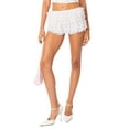 thumbnail image 1 of Argulvti Womens Layered Ruffle Shorts Polyester Casual Elastic Waist Bow Front Solid Color Lace Shorts Going Out Pants, 1 of 6