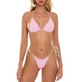 thumbnail image 1 of Argulvti Women's Plaid Print Bikini Set Halter Bra with Tie-Up Low Waist Thong 2 Pcs Swimsuit, 1 of 7