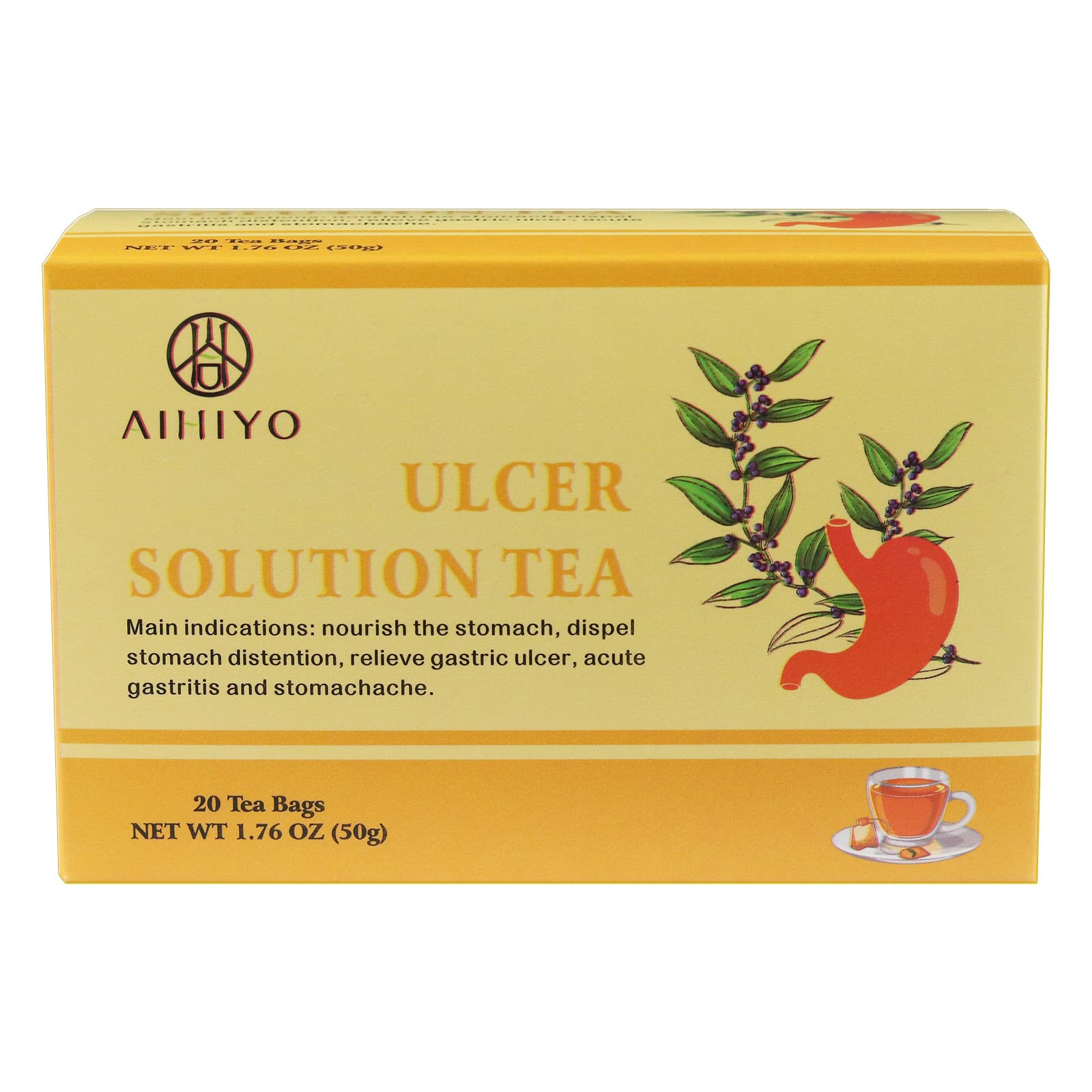 AIHIYO Ulcer Solution Tea, Warms Stomach, Relieve Gastritis and Various Stomach 20