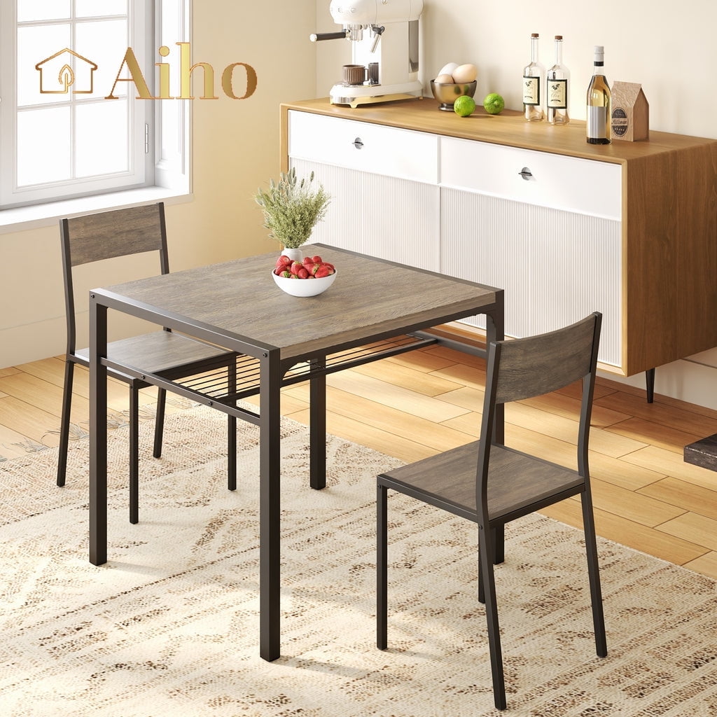 AIHO 3pc Apartment Dinette, Space-Saving Wooden Dining Set