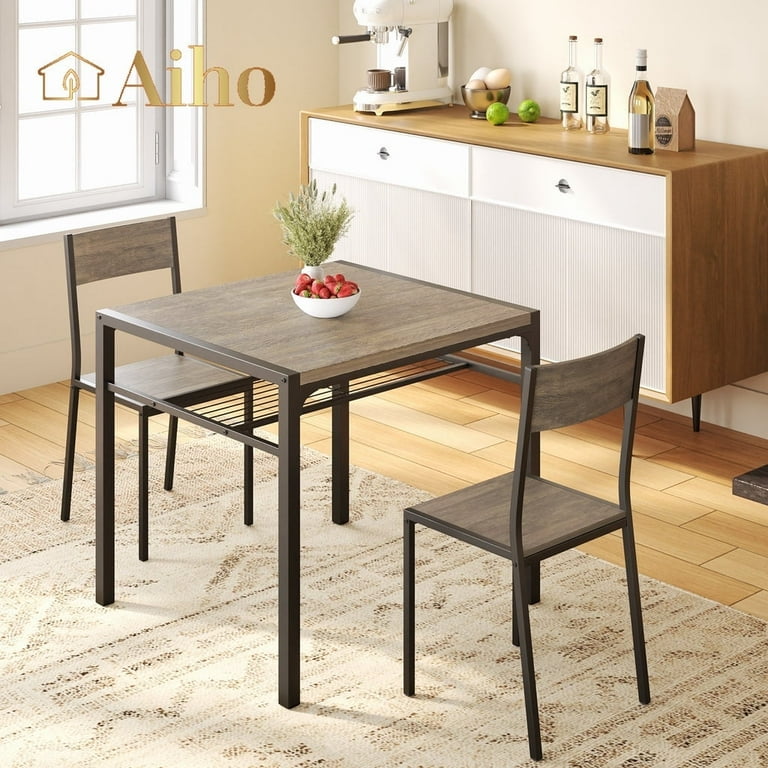 AIHO 3pc Apartment Dinette, Space-Saving Wooden Dining Set for