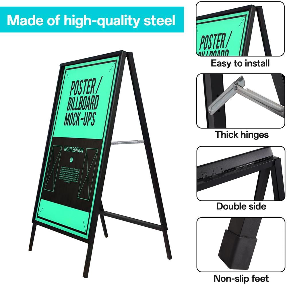 RattanView Picture Stand Easel – Black Metal Frame With Wooden Base, Tabletop Display Holder For Photos, Plates, Books