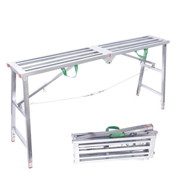 AIHOME Scaffolding Work Bench Folding Engineering Ladder with Handle 400kg Load Capacity Height Adjustable Workbench for Cleaning Caravans Lamp Repairing usual
