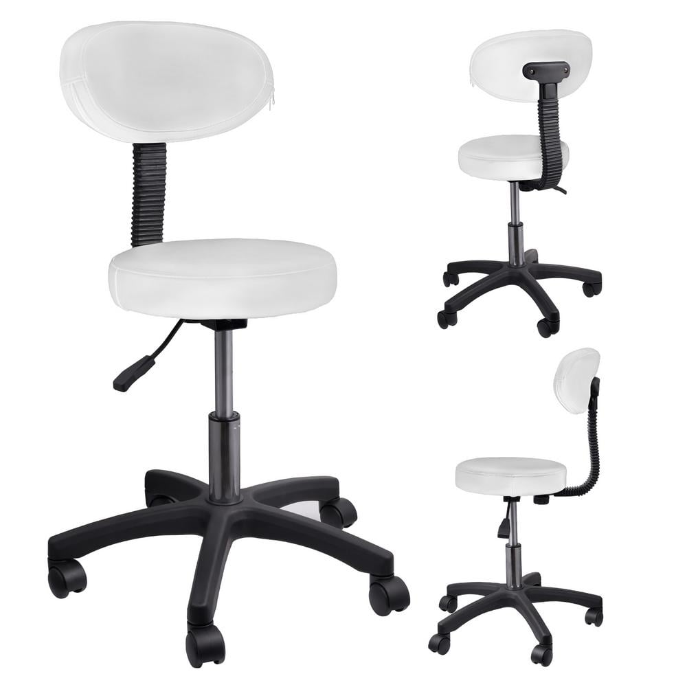 3-Way Saddle Stool With Wheels & Back Support - Adjustable Rolling Stool For Salon, Office, Tattoo