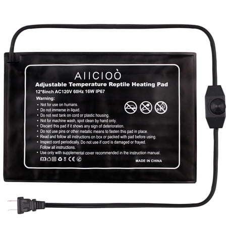AIICIOO Reptile Heating Pad Adjustable Under Tank Heater 16 Watts PVC Material Heat Pad for Turtle Snake Lizard Frog Spider Plant Box