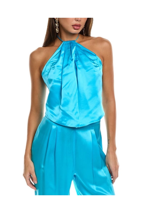 womens  June Silk Top, xs, Blue