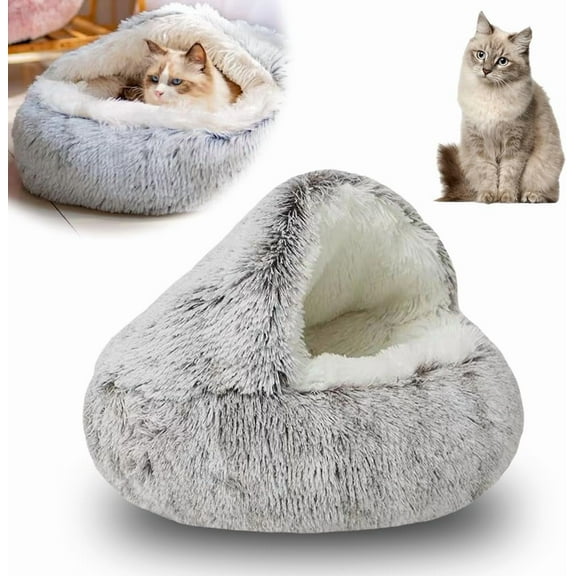 AIIONP Lapcatz Nest Bed, 2026 Upgraded Cat Beds for Indoor Cats, Portable Fluffy Pet Bed, Durable Covered Cat Bed for Indoor Use, Soft Puppy Bed for Pet Owners (Coffee S)