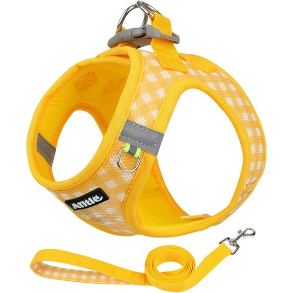 AIITLE Easy Walk Dog Vest Harness and Leash Set, Pet Supply No Pull, Breathable Mesh, Reflective Stripes, Adjustable Escape Proof Pet Outdoor Harnesses for Medium Dogs Yellow L