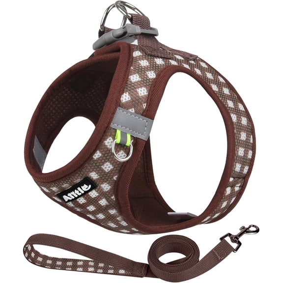 AIITLE Easy Walk Dog Vest Harness and Leash Set, Pet Supply No Pull, Breathable Mesh, Reflective Stripes, Adjustable Escape Proof Pet Outdoor Harnesses for Medium Dogs Chocolate L