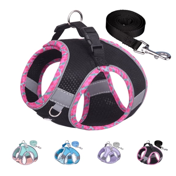 AIITLE Extra Small Dog Harness, No Pull, Reflective, Adjustable, Breathable, Quick-Release, Black XXS