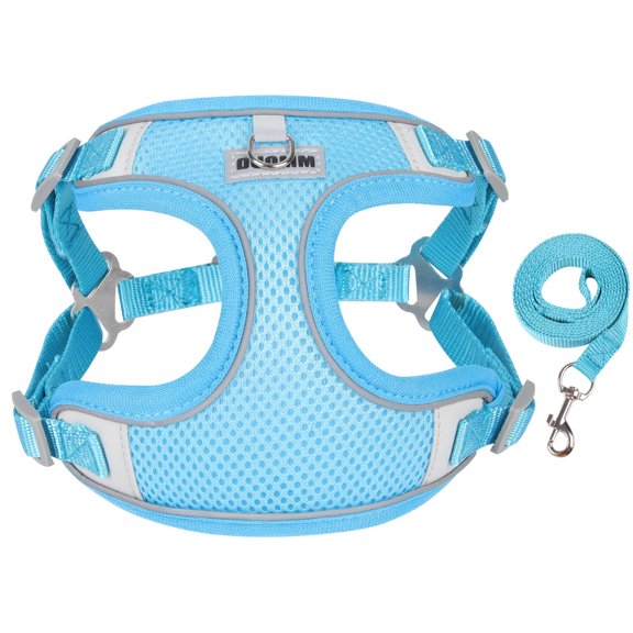 AIITLE No Pull Dog Harness and Leash Set, Step in Adjustable Dog Harness with Padded Vest for All Weather, Reflective Adjustable Pet Harness, Easy to Put on Small Dogs Blue
