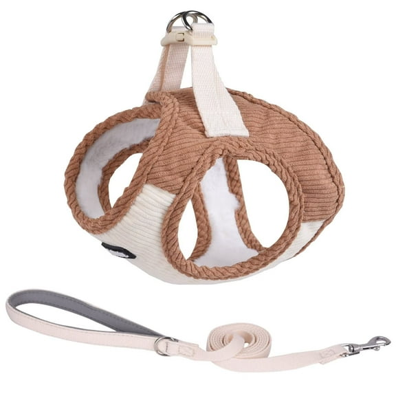 AIITLE Step-in Plush Dog Harness–Soft Plush, AIITLE Step in Vest Harness for Small and Medium Dogs Pet Supplies - Brown Corduroy, XS