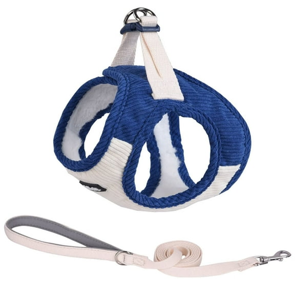 AIITLE Step-in Plush Dog Harness–Soft Plush, AIITLE Step in Vest Harness for Small and Medium Dogs Pet Supplies - Navy Blue Corduroy, L