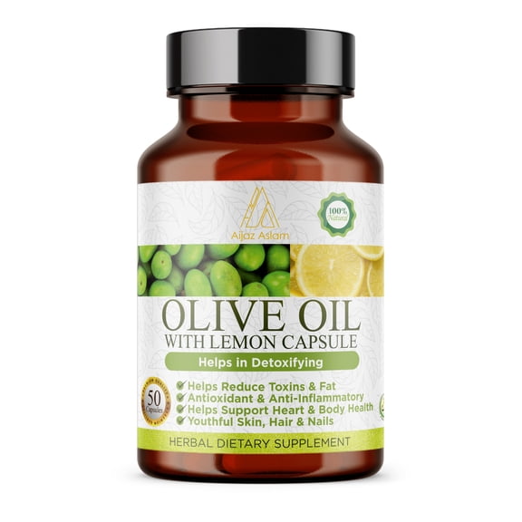 AIJAZ ASLAM Olive Oil with Lemon Capsules - 50 Count