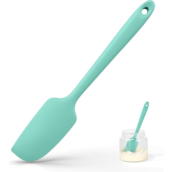 AIJIA Small Mini Silicone Spatula: 600F Heat-Resistant Food-Grade Kitchen Jar Scraper, Non-Stick Seamless Flexible Baking Utensil (Aqua Sky)