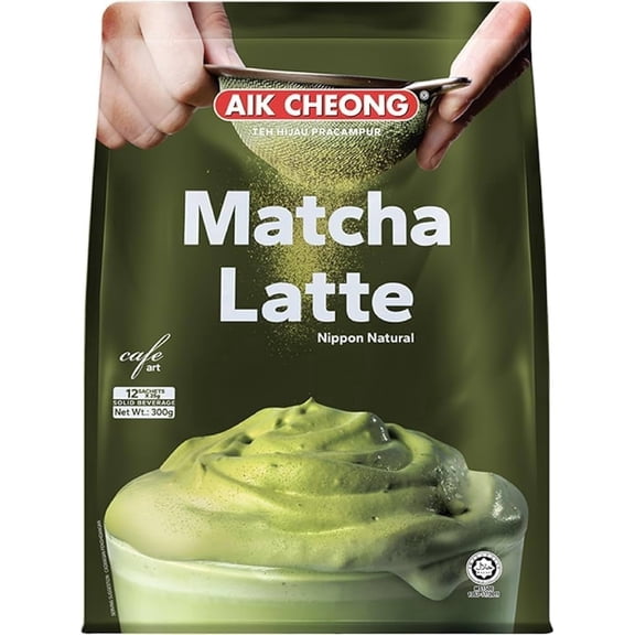 AIK CHEONG Instant 3in1 Matcha Latte Cafe Art (12 Sachets x 25g)