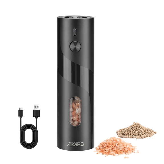 AIKARO - Electric Salt and Pepper Mill Automatic Spice Grinder, Rechargeable